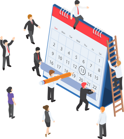 Business calendar management Illustration