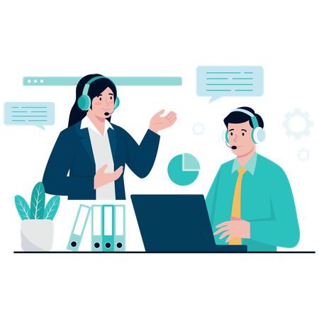 Business Call Center Team  Illustration