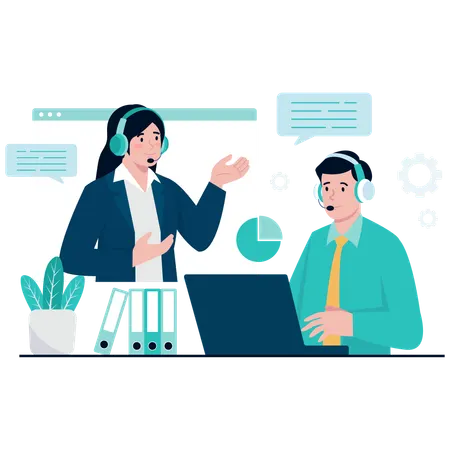 Business Call Center Team  Illustration