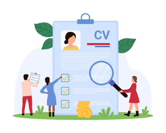 Business candidate doing cv evaluation Illustration