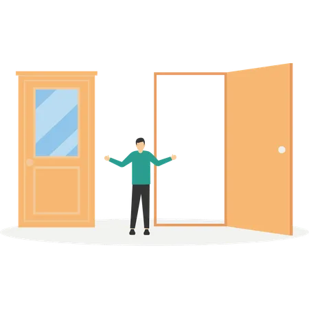 Business career opportunity with open door  Illustration