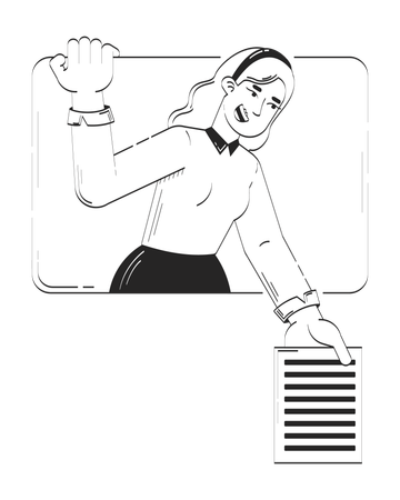 Business casual blonde woman outstretching hand with document  Illustration