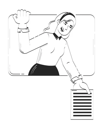 Business casual blonde woman outstretching hand with document  Illustration