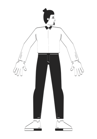 Business casual caucasian man standing with open arms  Illustration