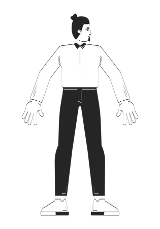 Business casual caucasian man standing with open arms  Illustration