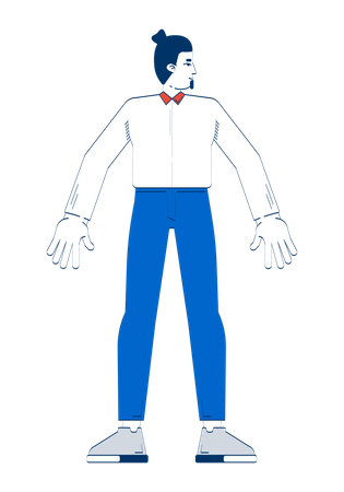 Business casual caucasian man standing with open arms  Illustration