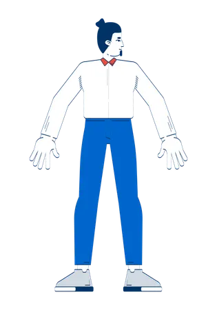 Business casual caucasian man standing with open arms  Illustration