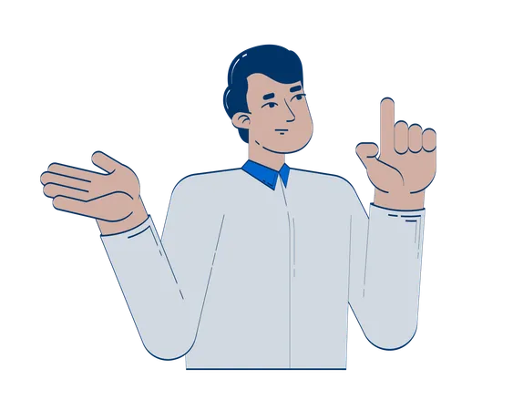 Business casual indian man explaining with raised finger  Illustration