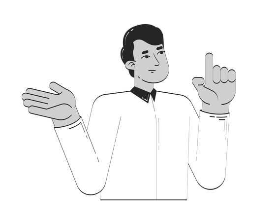 Business casual indian man explaining with raised finger  Illustration