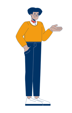 Business casual latin american man standing with hand in pocket  Illustration