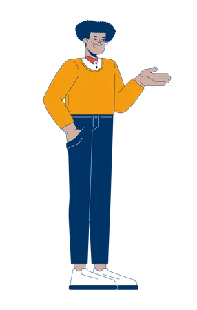 Business casual latin american man standing with hand in pocket  Illustration