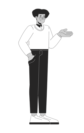 Business casual latin american man standing with hand in pocket  Illustration