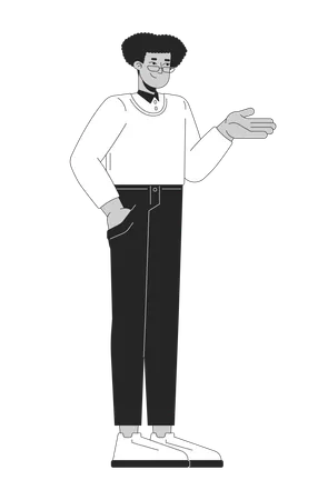 Business casual latin american man standing with hand in pocket  Illustration