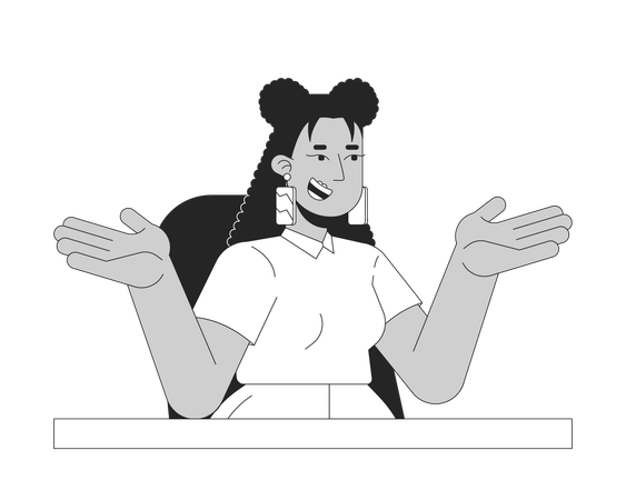 Business casual latina woman shrugging smiling at desk  Illustration