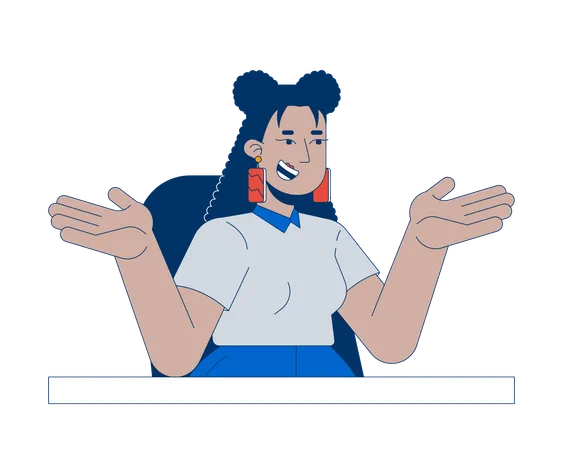 Business casual latina woman shrugging smiling at desk  Illustration