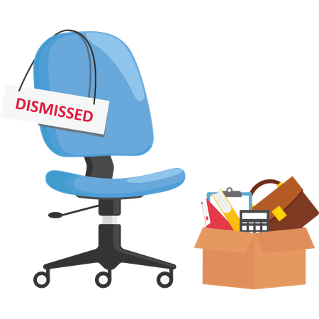 Business chair with box with office things  Illustration