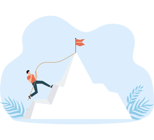 Business Challenge and businessman climbing on Peak of Mountain  Illustration