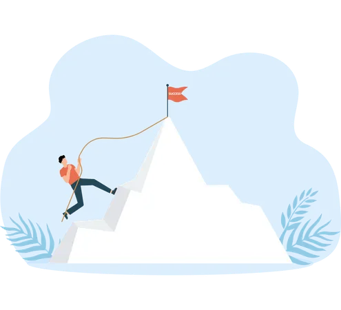 Business Challenge and businessman climbing on Peak of Mountain  Illustration