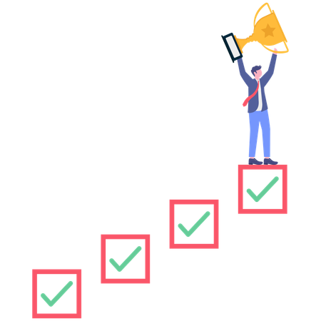 Business champion succeed to get reward  Illustration