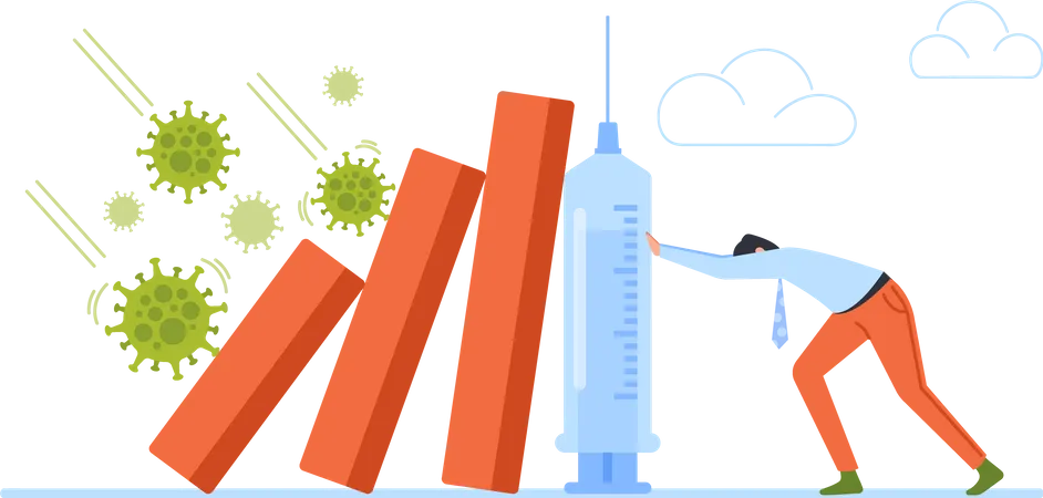 Business Character Fighting Covid-19 Economy Collapse  Illustration