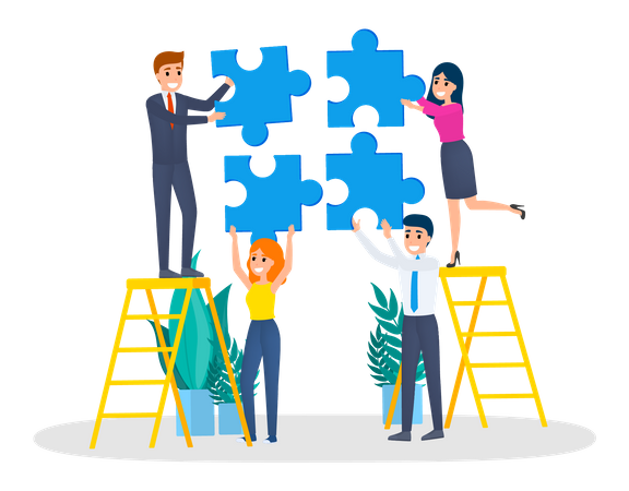 Business character holding puzzle piece Illustration