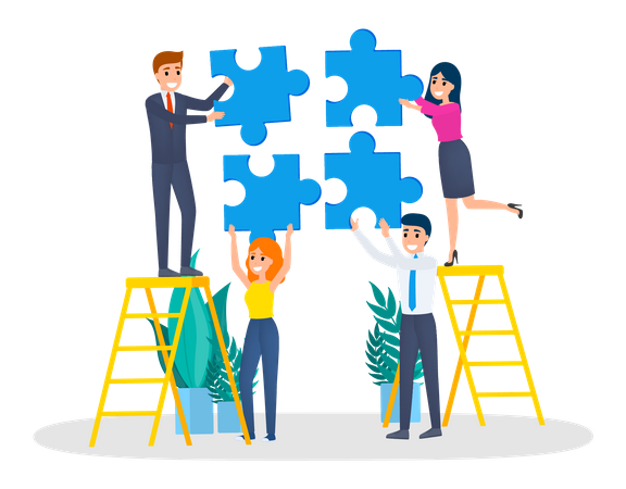 Business character holding puzzle piece  Illustration