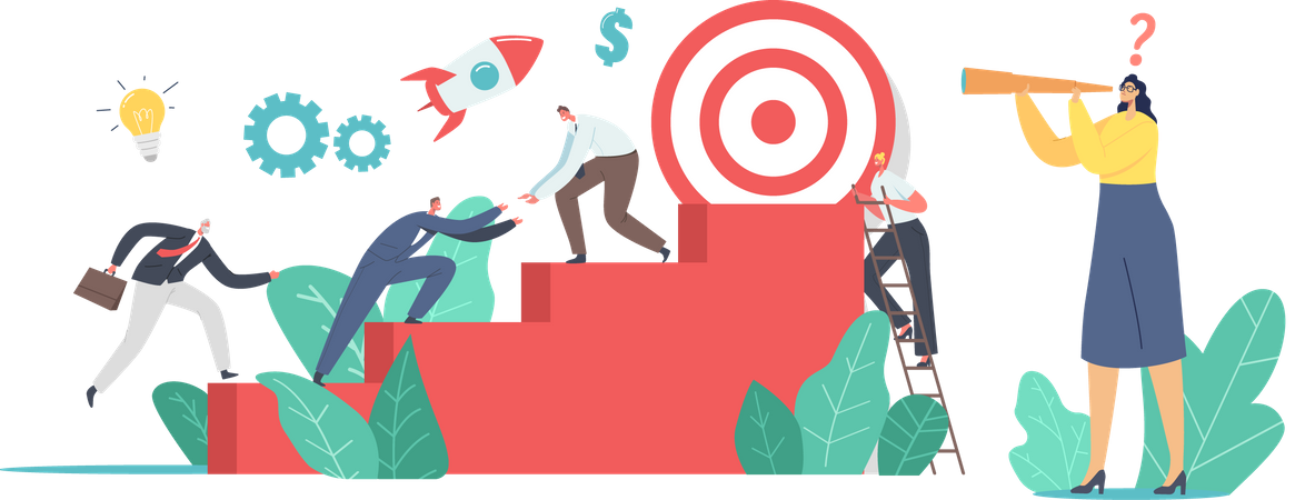 Business Characters Team Target on Top Illustration