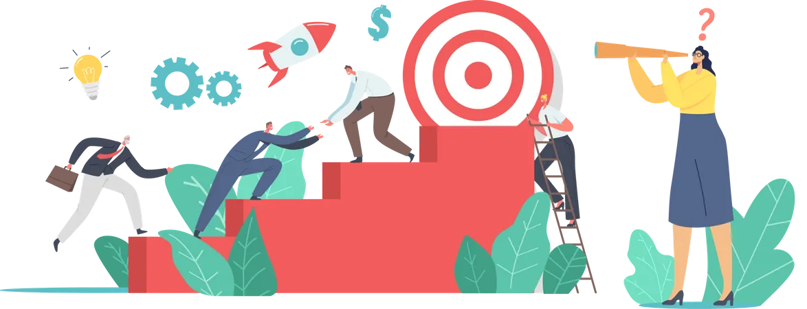 Business Characters Team Target on Top  Illustration