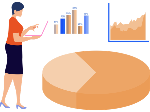 Business chart presented by employee  Illustration