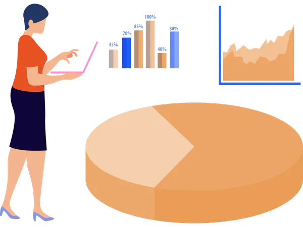 Business chart presented by employee  Illustration