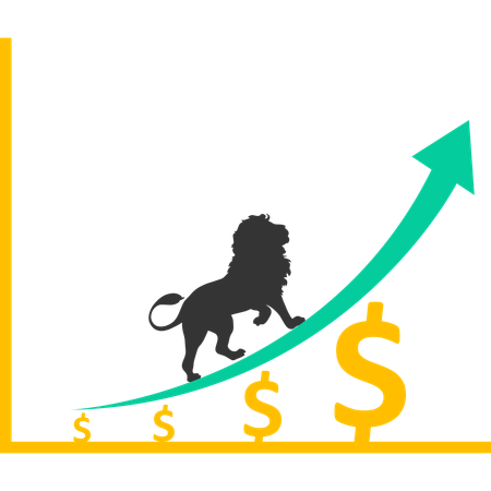 Business chart with lion  Illustration