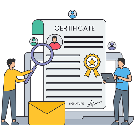 Business checking business certificate  Illustration