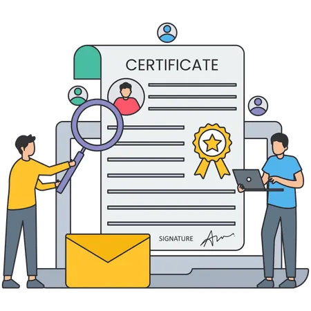 Business checking business certificate  Illustration