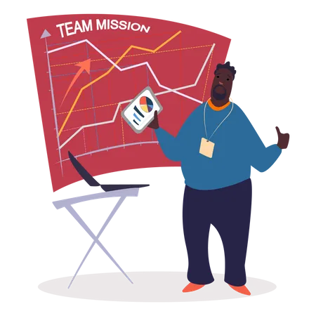 Business Coach mit Teammission  Illustration
