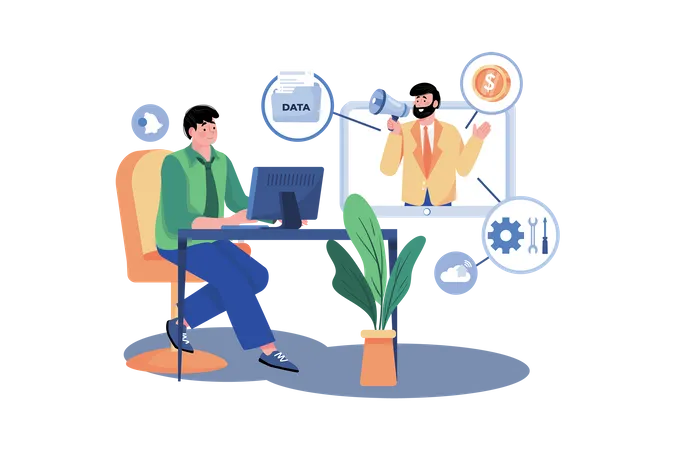 Business Coach Provides Guidance To Startup Company  Illustration