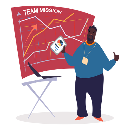 Business Coach with Team Mission Illustration