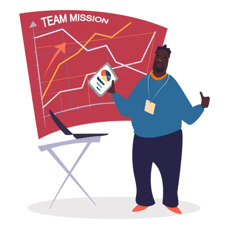 Business Coach with Team Mission  Illustration