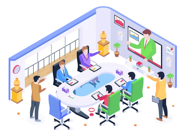 Persons Discussion Isometric Illustration Of Business Coaching Illustration