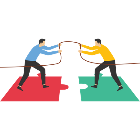Business collaborative efforts on the team puzzle  Illustration