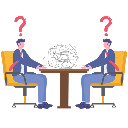 Business colleague facing business confusion  Illustration