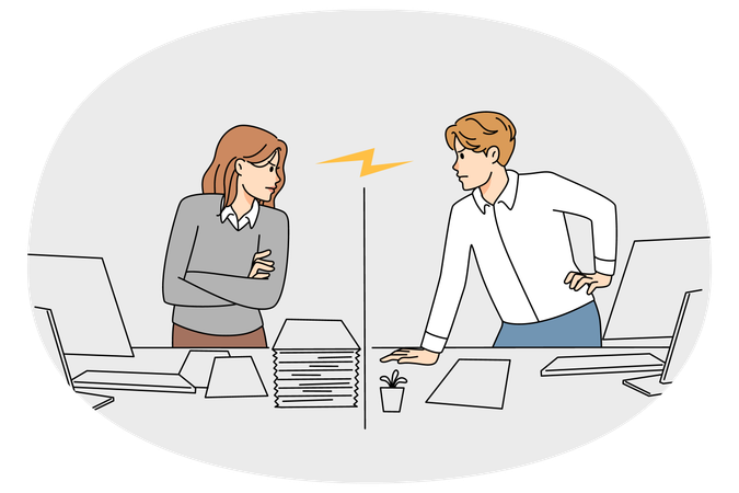 Business colleague facing conflict  Illustration