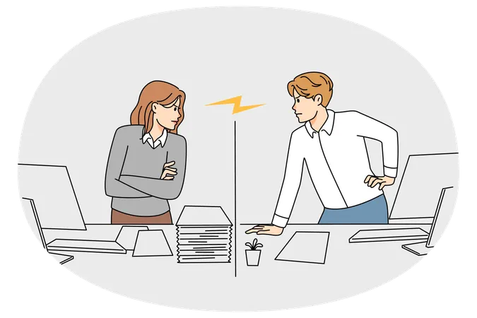 Business colleague facing conflict  Illustration