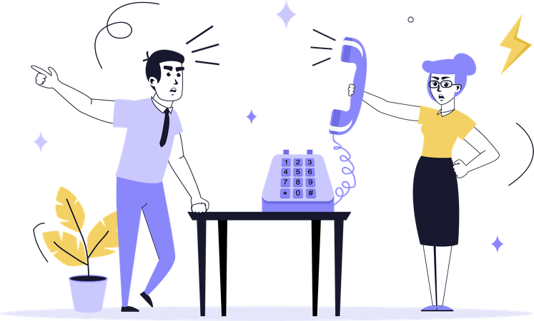 Business colleague fighting at work  Illustration