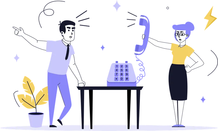 Business colleague fighting at work  Illustration
