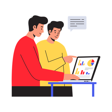 Business colleague working on collaborative Planning Illustration