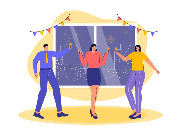 Business colleagues celebrate new year party  Illustration