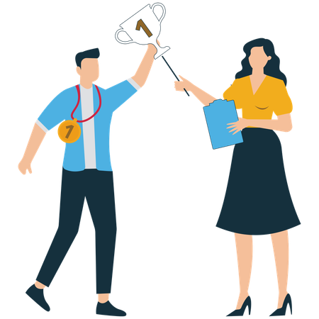 Business Colleagues Celebrating Team Award Achievement  Illustration
