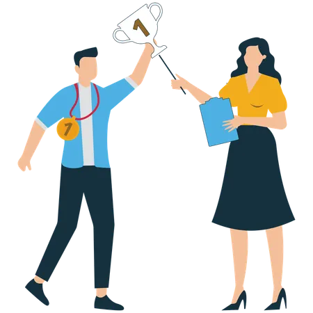Business Colleagues Celebrating Team Award Achievement  Illustration