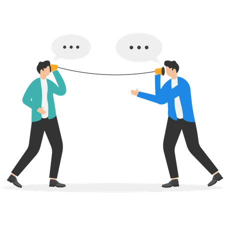 Business Communication Concept Sharing Ideas And Goals Speech Bubbles Symbol Two Businessmen Doing Communication Illustration