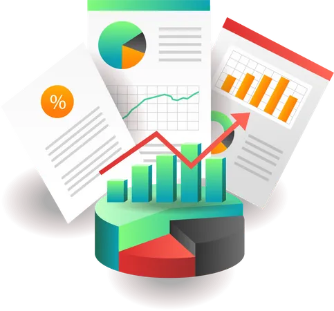 Illustration Isometric Concept Business Company Analyst Data Sheet Illustration